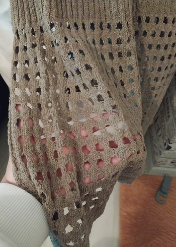 Bej Triko Mini Elbise Uzun Kollu - Görsel 5