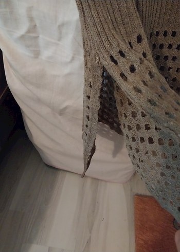 Bej Triko Mini Elbise Uzun Kollu - Görsel 6