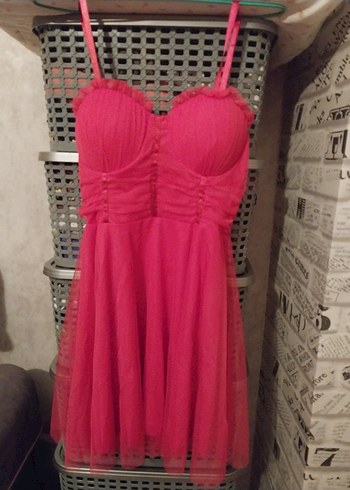 Pembe Straplez Mini Elbise - Görsel 3