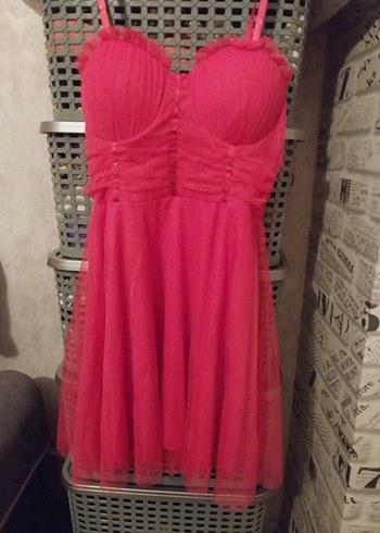 Pembe Straplez Mini Elbise - Görsel 5