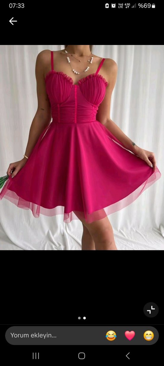 Pembe Straplez Mini Elbise - Görsel 2