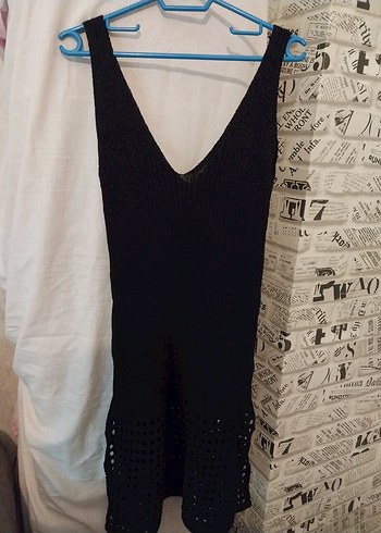 siyah Kadın Triko Mini Elbise - Görsel 2