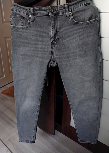 Gri Erkek Denim Bol Kesim Jean