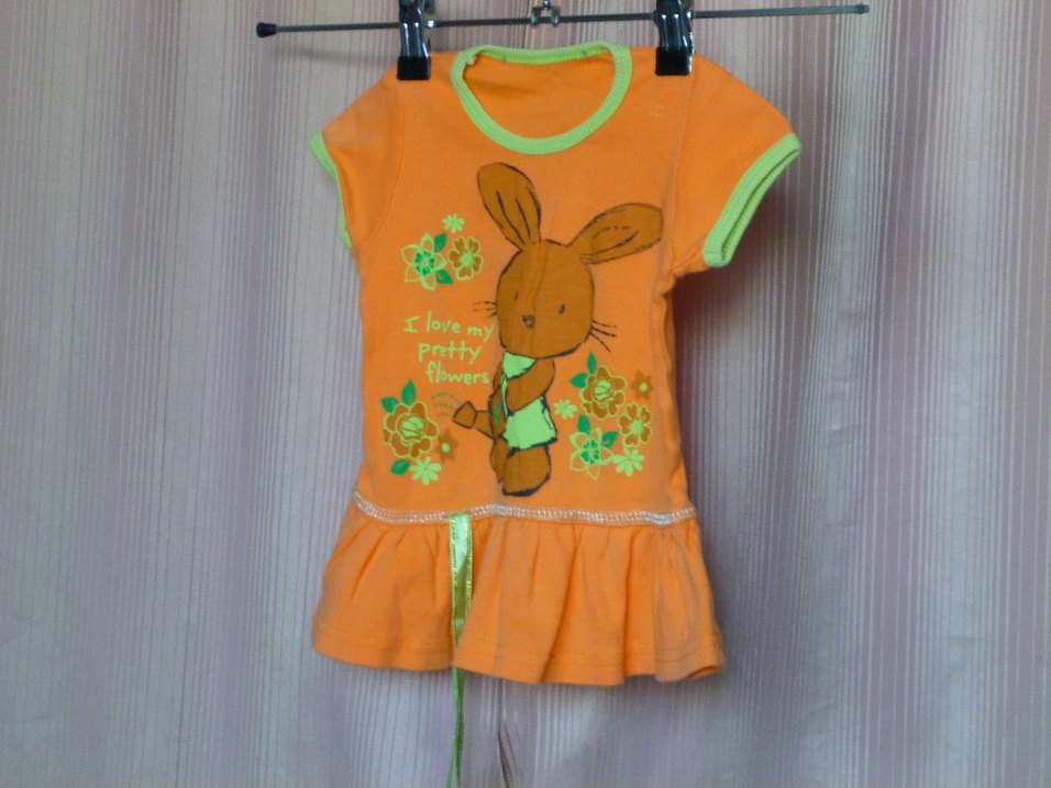 Kız Çocuk Turuncu Kısa Kollu Fırfırlı Tişört - Görsel 3