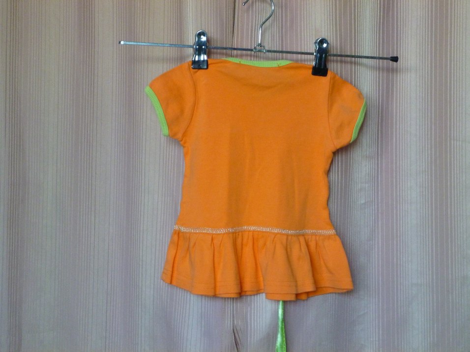 Kız Çocuk Turuncu Kısa Kollu Fırfırlı Tişört - Görsel 5