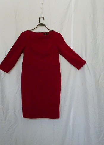 Bordo V Yaka Midi Triko Elbise - Görsel 4