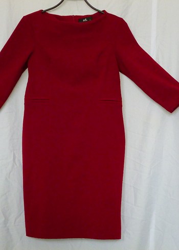 Bordo V Yaka Midi Triko Elbise - Görsel 6