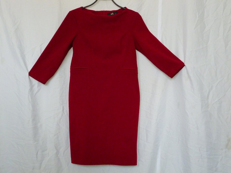 Bordo V Yaka Midi Triko Elbise - Görsel 5