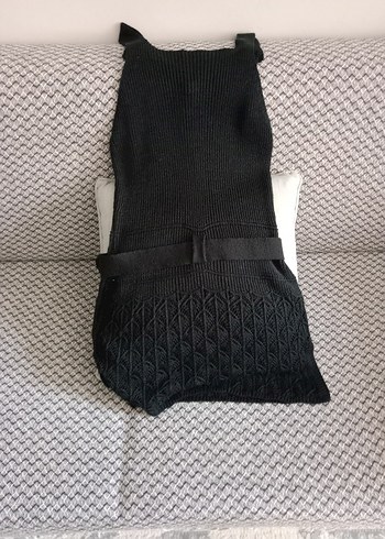 Diğer Kemerli Siyah Mini Triko tunik