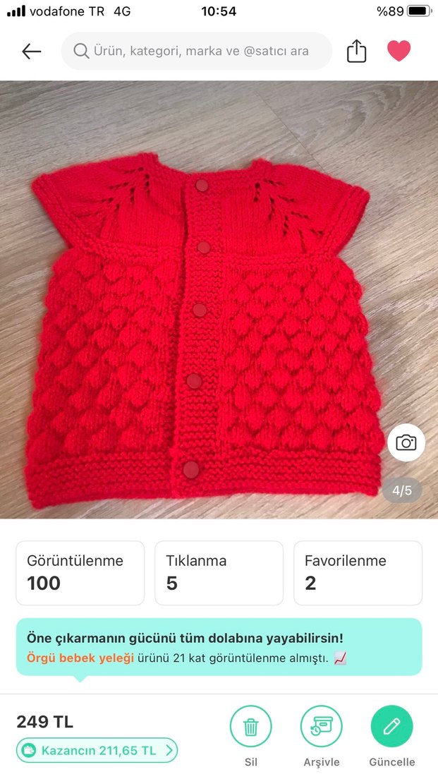 Elörgü  bebek yeleği - Görsel 2