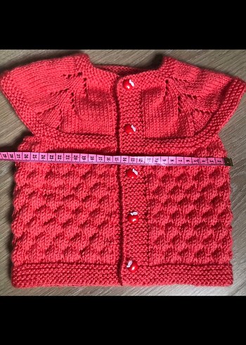 Elörgü bebek yeleği nar çiçeği - Görsel 4