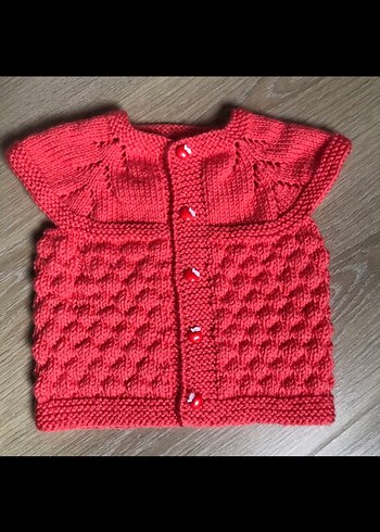 Elörgü bebek yeleği nar çiçeği - Görsel 3