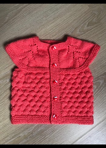 Elörgü bebek yeleği nar çiçeği - Görsel 2