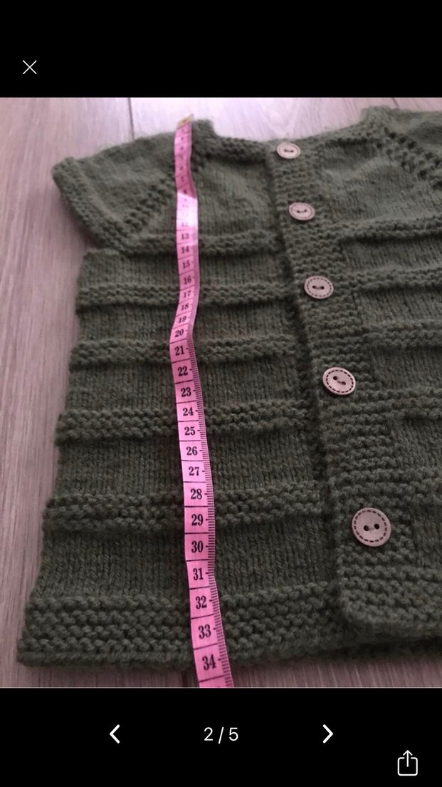 Düğmeli Kısa Örgü Yeşil Süveter - Görsel 5