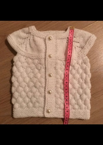 Örgü bebek yeleği ve patik takım beyaz - Görsel 5