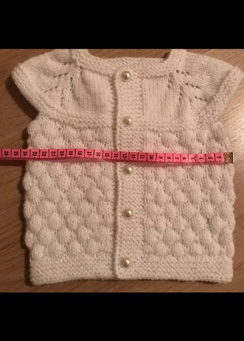 Örgü bebek yeleği ve patik takım beyaz - Görsel 6