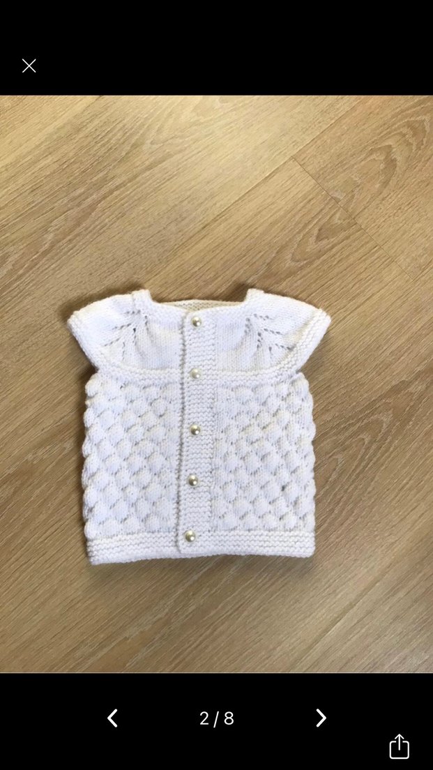 Örgü bebek yeleği ve patik takım beyaz - Görsel 4