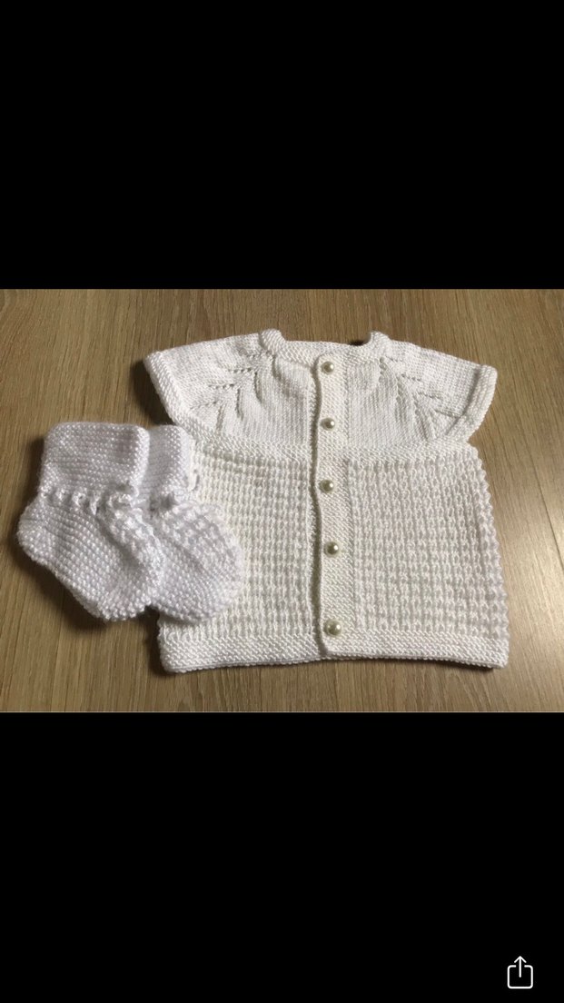 Elörgü bebek yeleği ve patik takım - Görsel 2