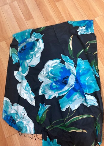 Bohem Tarzda Mavi İpek Şal - Görsel 2