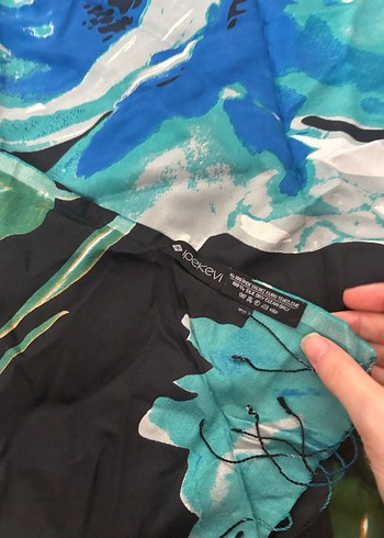 Bohem Tarzda Mavi İpek Şal - Görsel 4