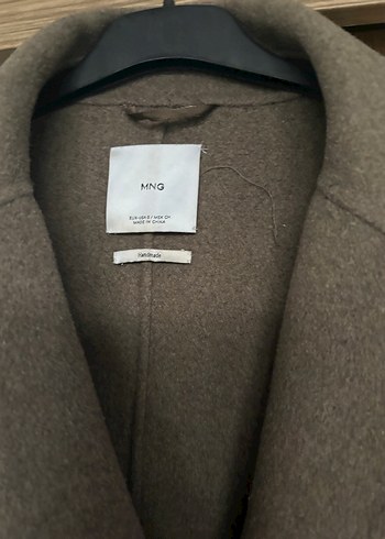 Düğmeli Uzun Koyu Kahverengi Kaban mango - Görsel 2