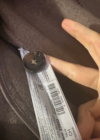 Düğmeli Uzun Koyu Kahverengi Kaban mango - Görsel 7