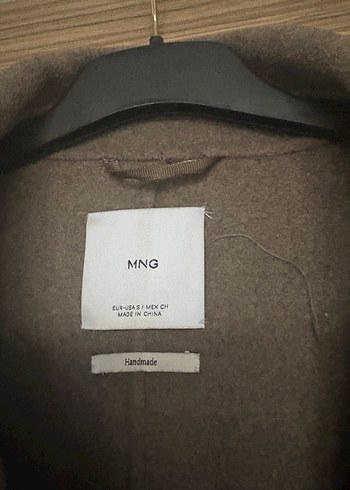 Düğmeli Uzun Koyu Kahverengi Kaban mango - Görsel 14