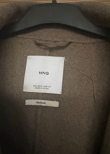 Düğmeli Uzun Koyu Kahverengi Kaban mango - Görsel 13