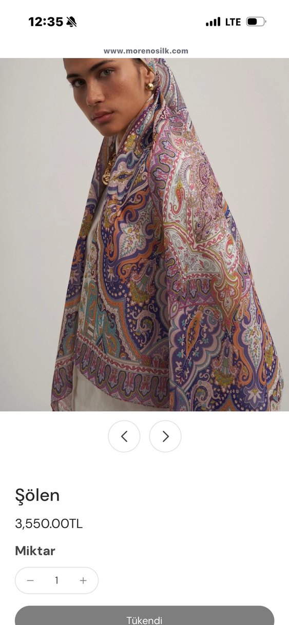 Zincir Detaylı Çok Renkli Saten Kadın Şal Moreno - Görsel 4