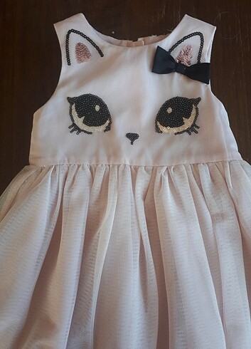 H&M Payetli Kedi İşlemeli Elbise