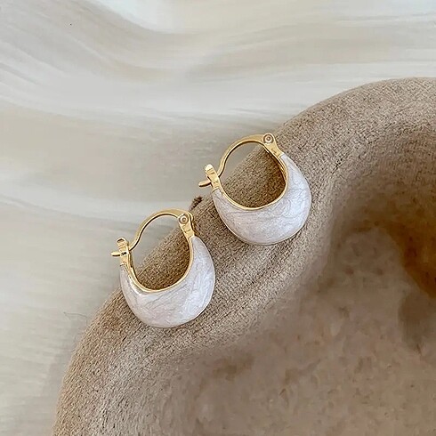 Çelik Gold Mermer Desen Küpe