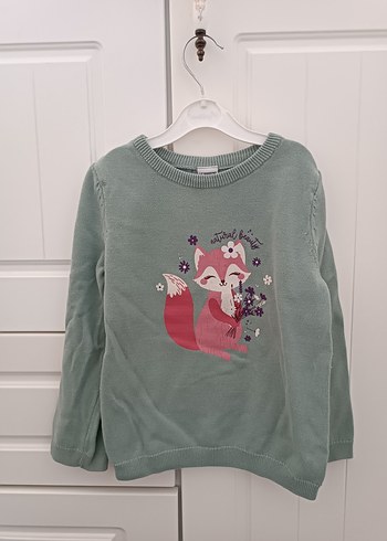Kız Çocuk Gri Örgü Desenli Sweatshirt