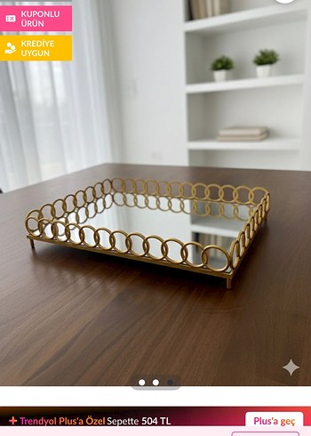 Ikea Gold Aynalı Sunum Söz Tepsisi
