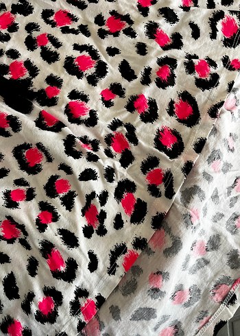40 Beden Pembe Leopar Desenli Elbise