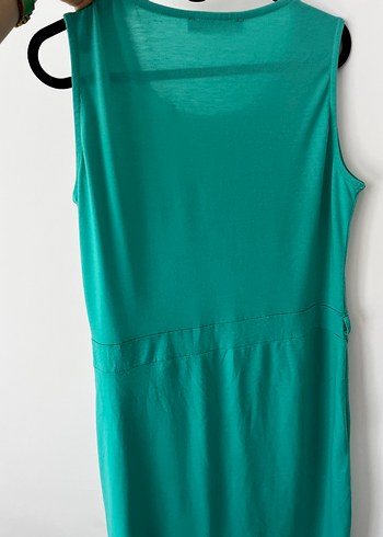 Turkuaz Kolsuz Midi Elbise - Görsel 2