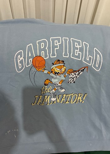 xxl Beden Garfield Baskılı Gri Kız Sweatshirt