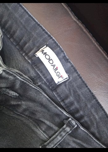 m Beden Gri Düğmeli Kadın Denim Pantolon