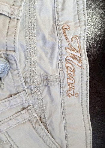 Beyaz Keten Hamile Mini Şort - Görsel 2