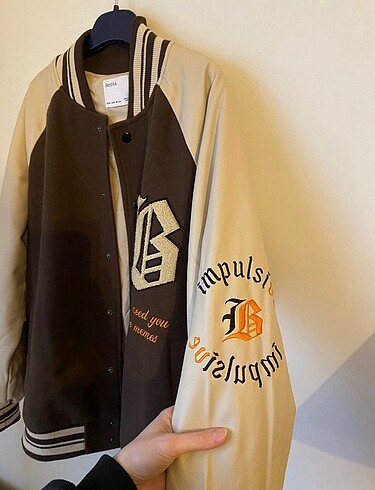 Bershka Bershka Deri Detayli Kolej Ceket