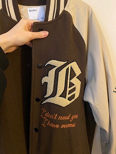 m Beden Bershka Deri Detayli Kolej Ceket