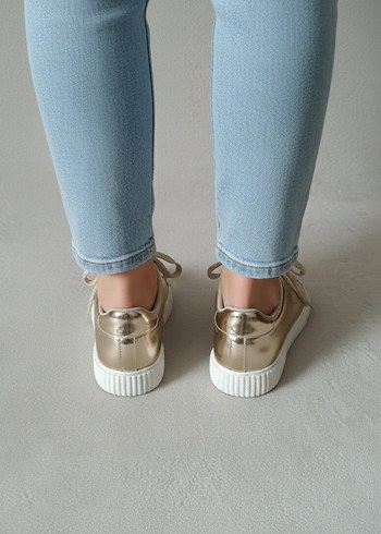 Sokak Stili Altın Platform Kadın Spor Ayakkabı - Görsel 8