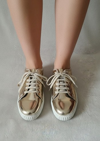 Sokak Stili Altın Platform Kadın Spor Ayakkabı - Görsel 6