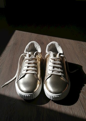 Sokak Stili Altın Platform Kadın Spor Ayakkabı - Görsel 4