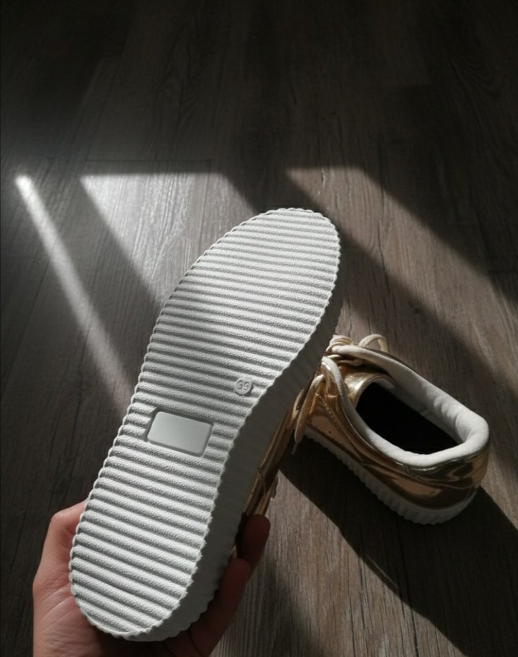 Sokak Stili Altın Platform Kadın Spor Ayakkabı - Görsel 2