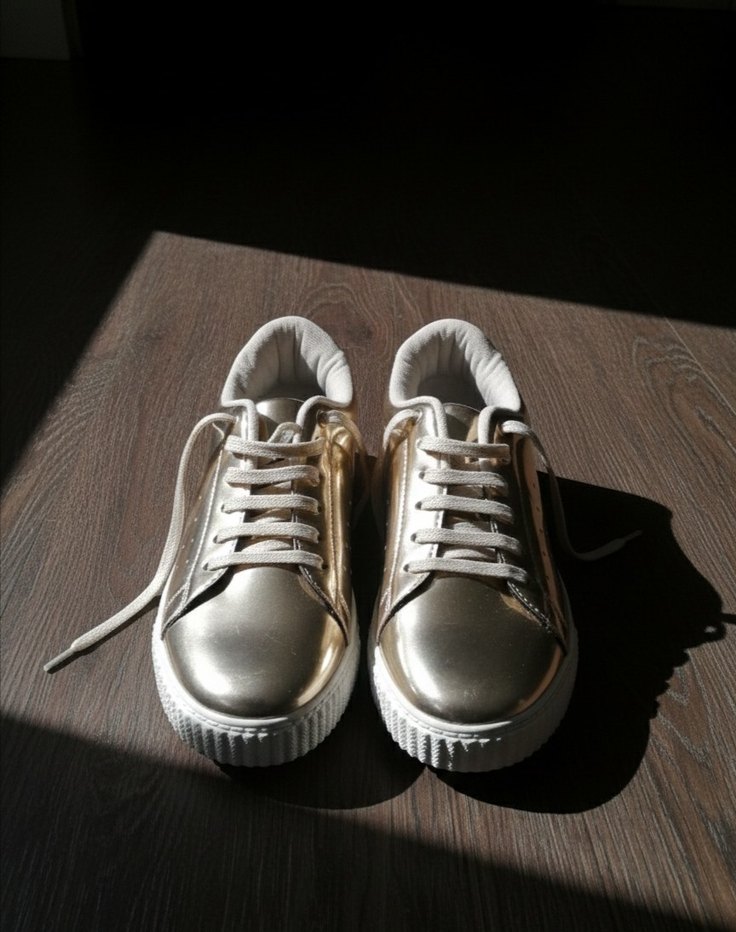 Sokak Stili Altın Platform Kadın Spor Ayakkabı - Görsel 4