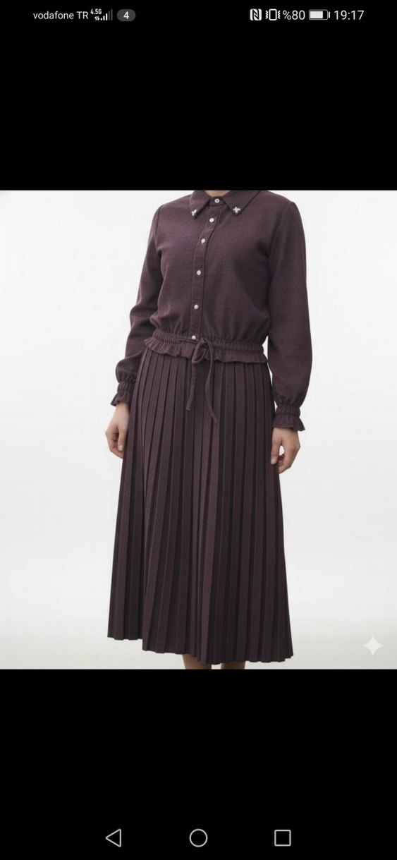 Pileli Uzun Kadın Etek - Görsel 5