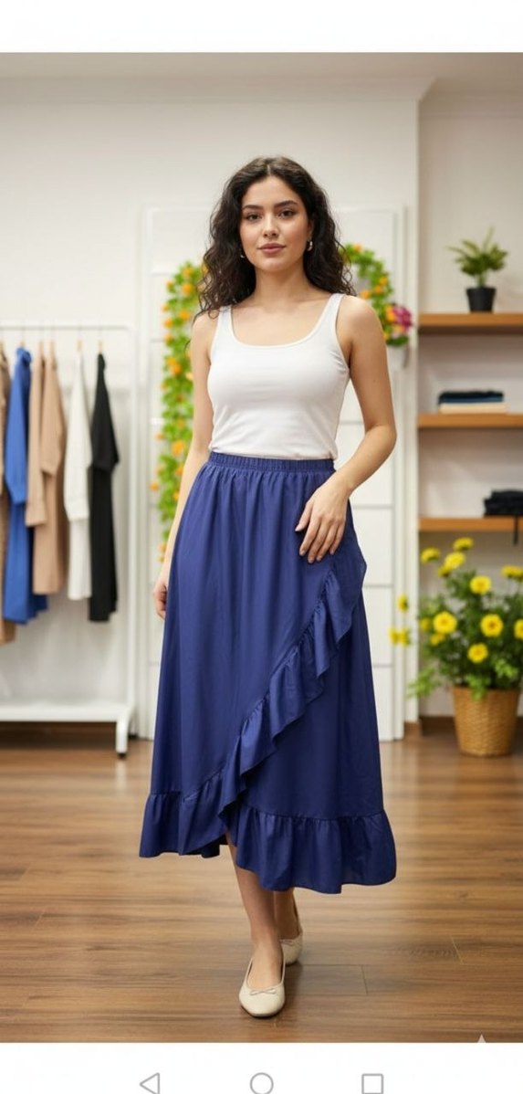 Pembe  Keten Etek Volan Detaylı - Görsel 5