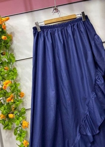 Mavi Fırfırlı Uzun Salaş Etek - Görsel 3