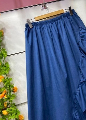 Mavi Fırfırlı Uzun Salaş Etek - Görsel 2