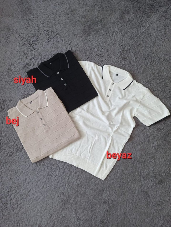 Gri Kısa Kollu Pamuklu Polo Tişört - Görsel 2